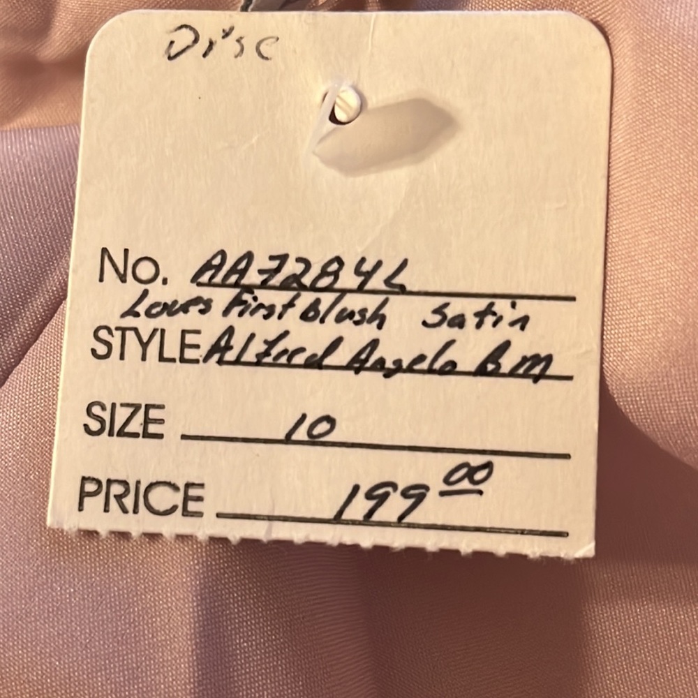 NWT Alfred Angelo GOWN 7284L FIRST BLUSH PINK & BLACK Size 10 Bridesmaid - Picture 10 of 11